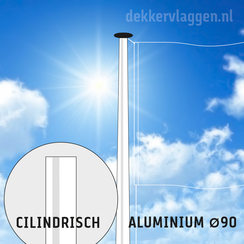 Aluminium Vlaggenmast 6 Of 7 Meter Ø90mm Zwart RAL9005. Zelf ...